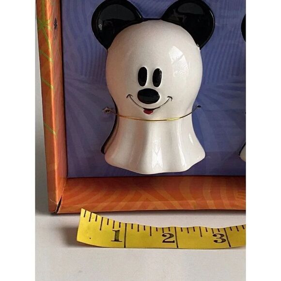 Disney Mickey & Minnie Mouse Ghost Salt & Pepper Shakers Halloween Ceramic NEW - Picture 10 of 12